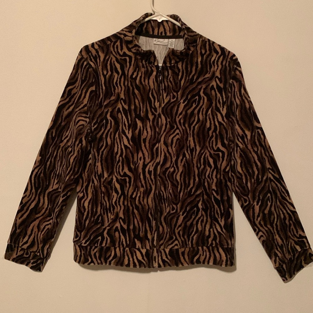 Kim Roger’s Animal Print Zip Down Cardigan Jscket